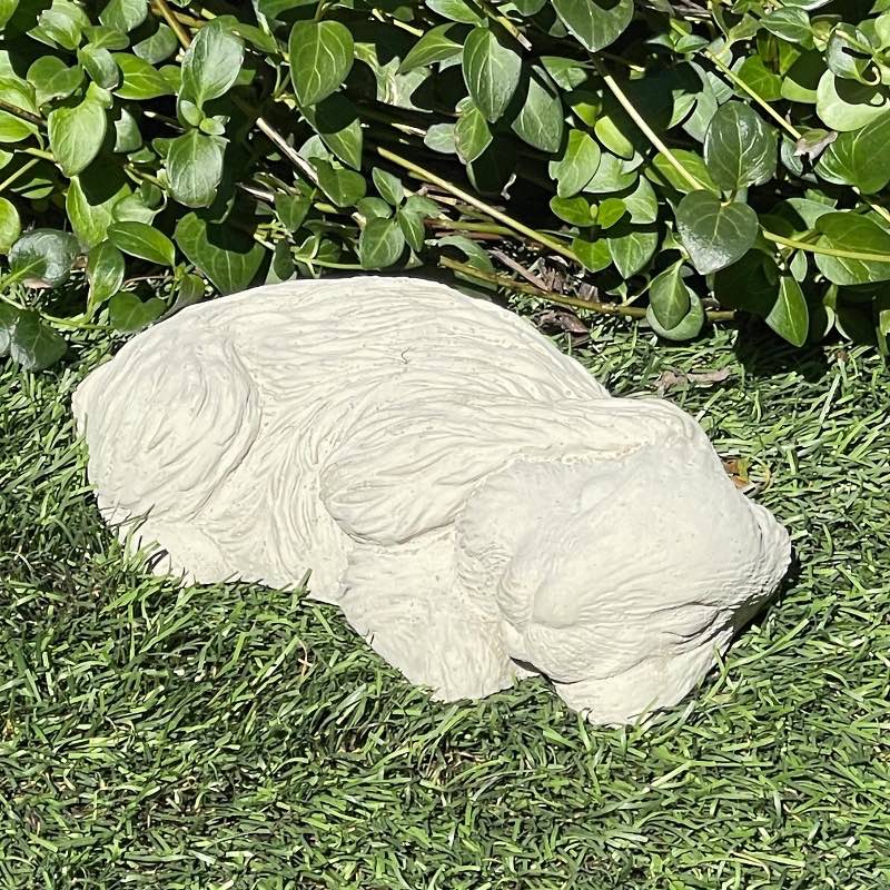 Sleeping Bunny Concrete Garden Sculpture - White