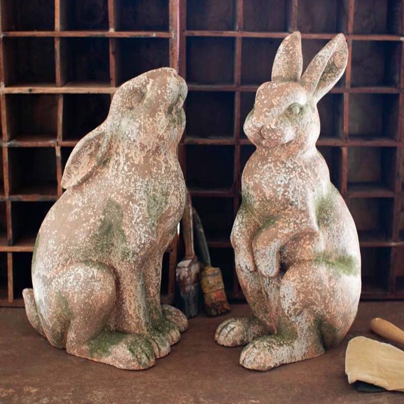 Curious Rabbit Faux Concrete Garden Statue