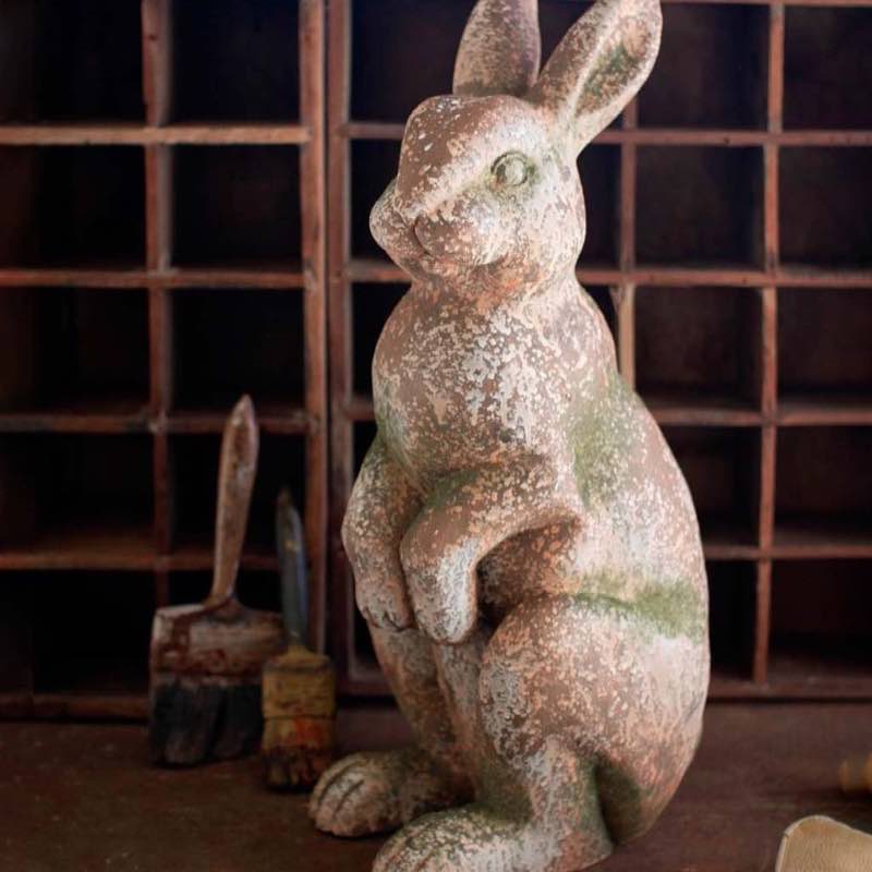 Curious Rabbit Faux Concrete Garden Statue