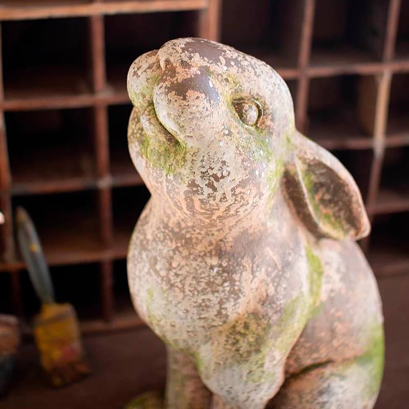 Sniffing Rabbit Faux Concrete Garden Statue