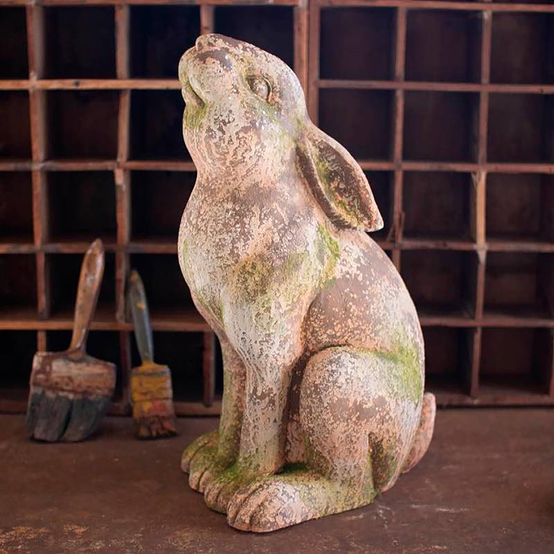 Sniffing Rabbit Faux Concrete Garden Statue