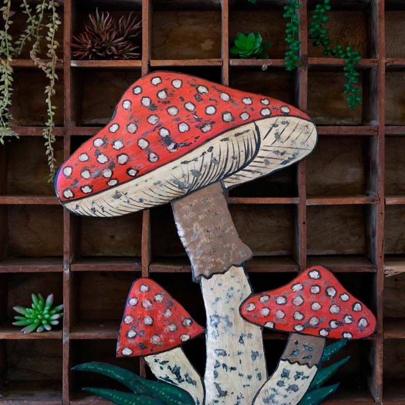 Indoor/Outdoor Metal Mushroom Wall Art