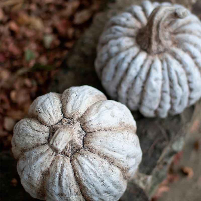 Faux Concrete Distressed Look White Pumpkin, Tall