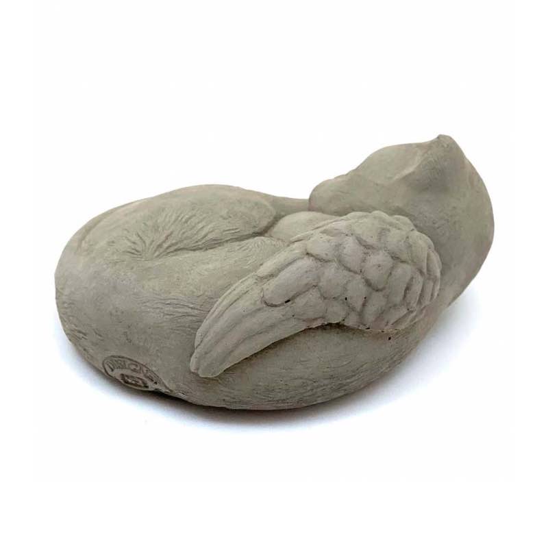 Sleeping Kitten with Angel Wings Pet Memorial Sculpture - Gray