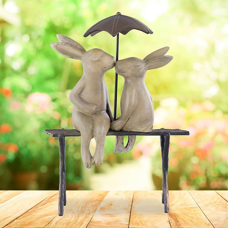 Recycled Aluminum Bunny Lovers Sculpture