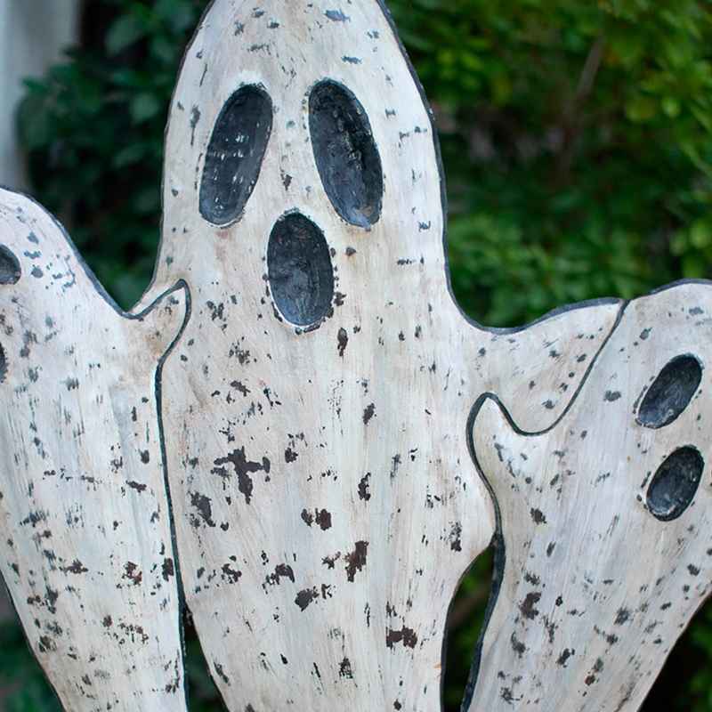 Halloween Ghosts and Pumpkin Handcrafted Metal Yard Stake