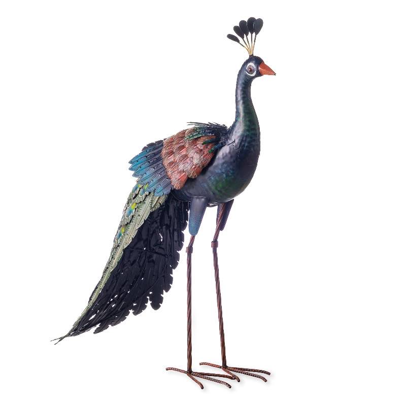 Metal Standing Peacock Statue