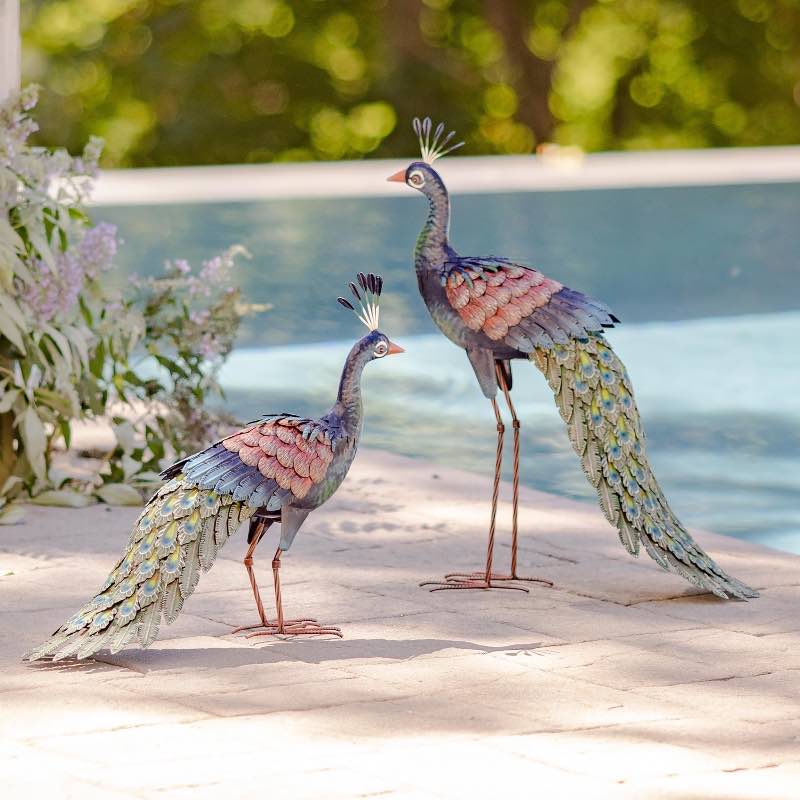 Peacock Statues, Set of 2