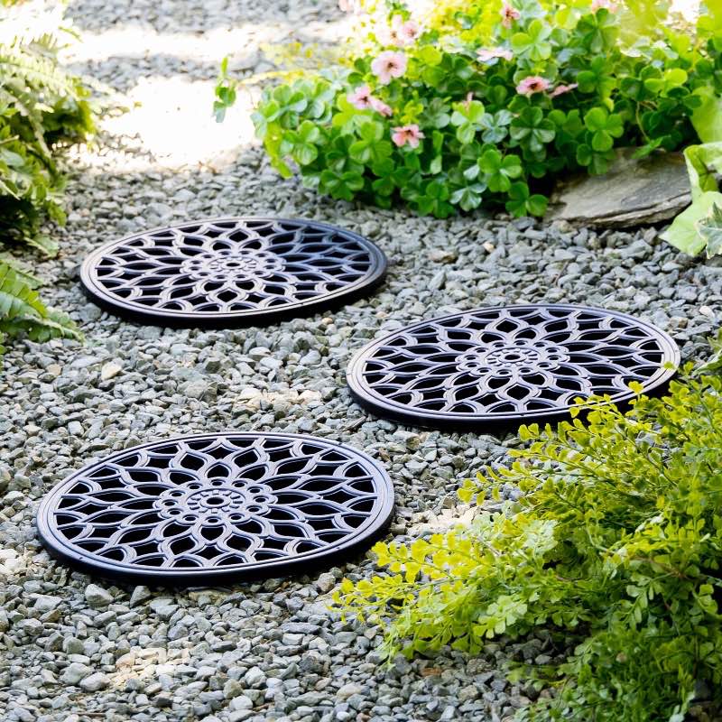 Rubber Flower Stepping Stones, Set of 3