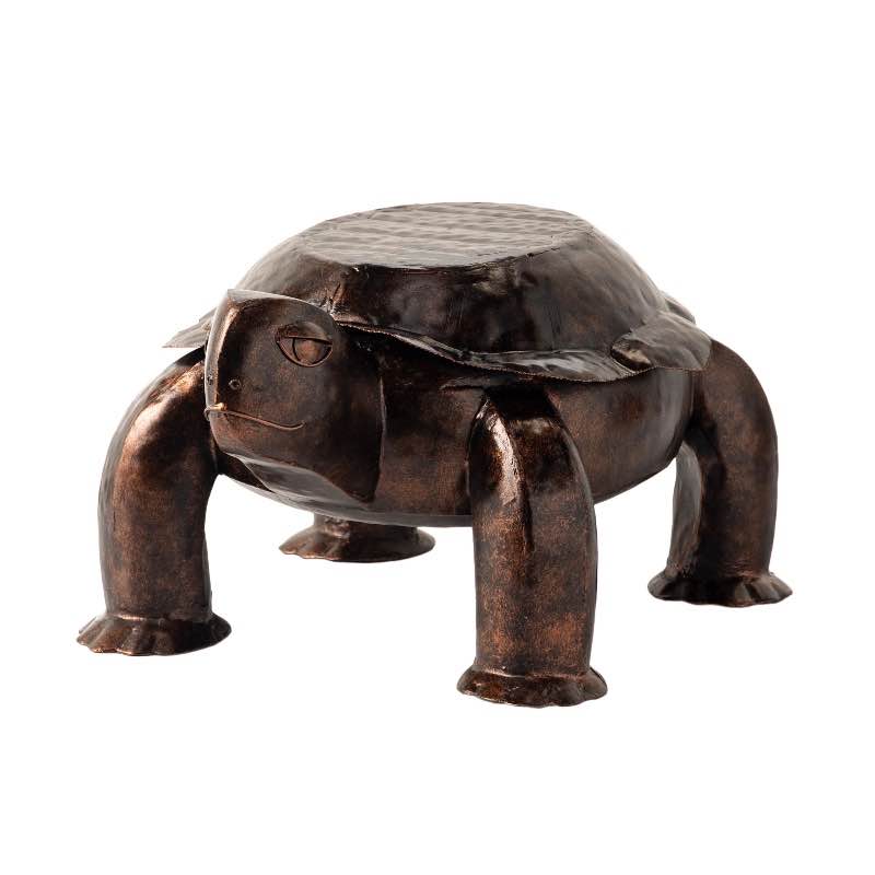 Handmade Painted Metal Turtle Side Table