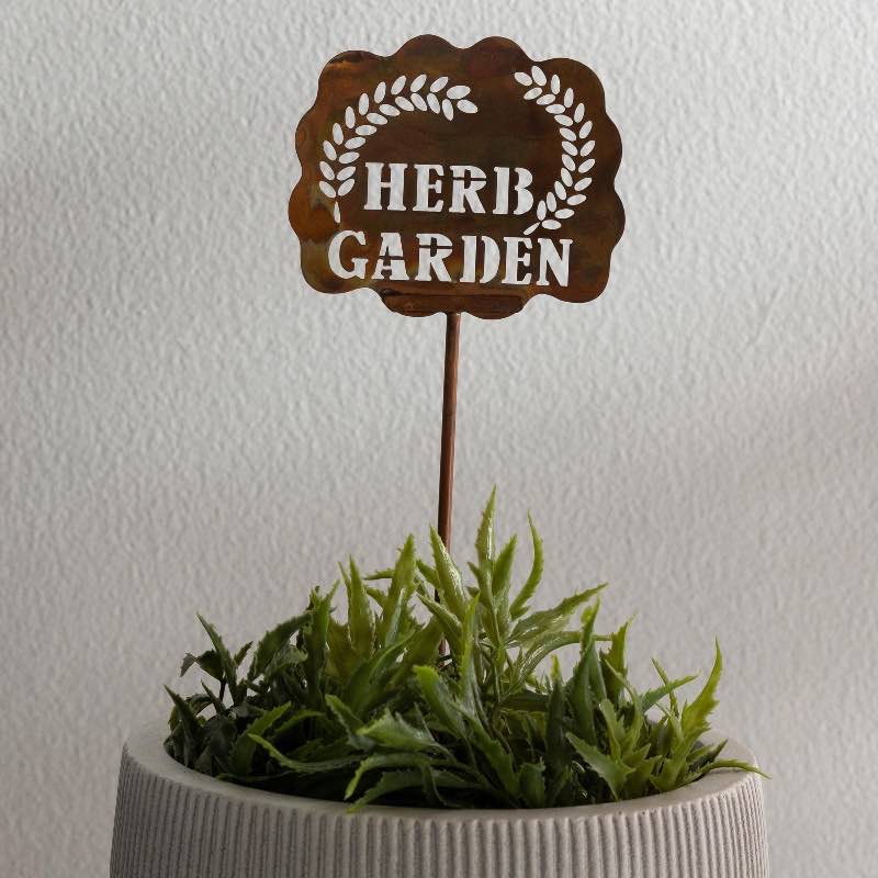 Handcrafted Flamed Copper Herb Garden Stake