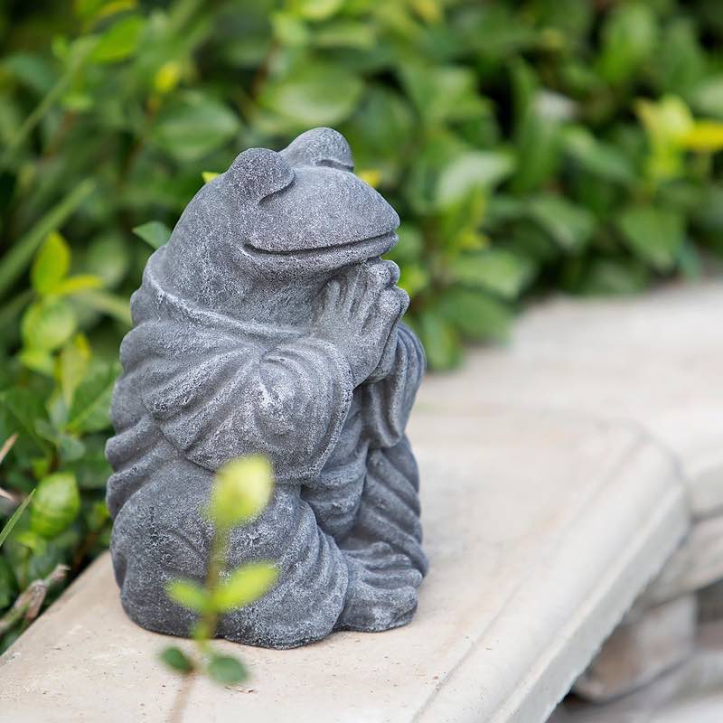 Praying Frog Volcanic Ash Statue