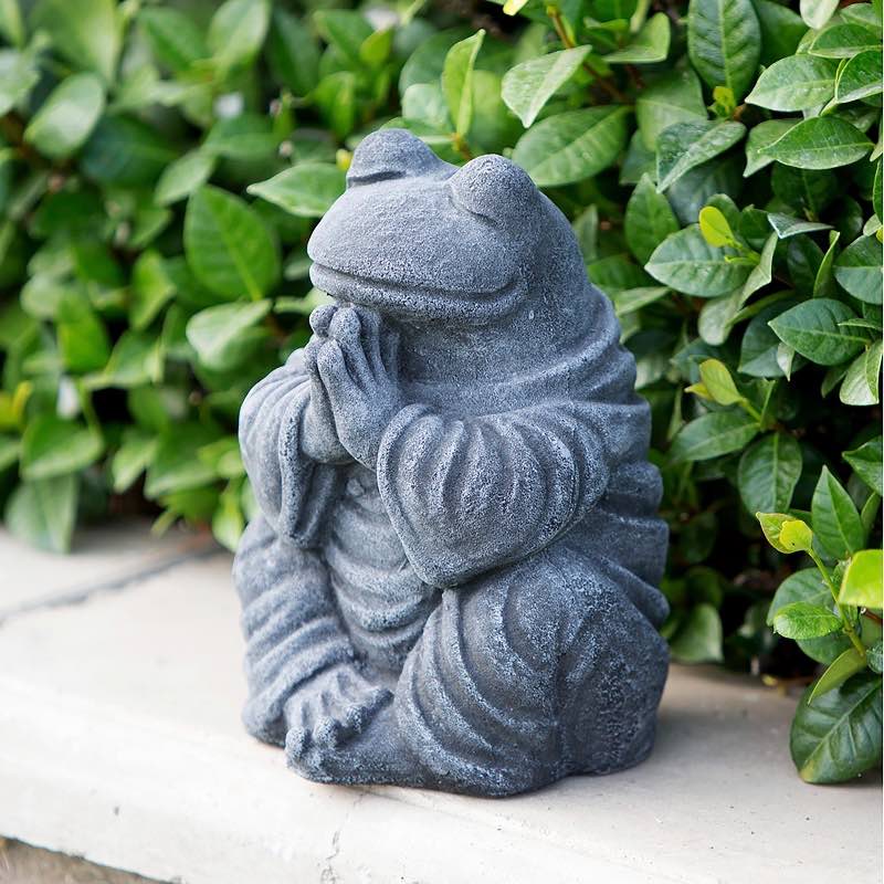 Praying Frog Volcanic Ash Statue