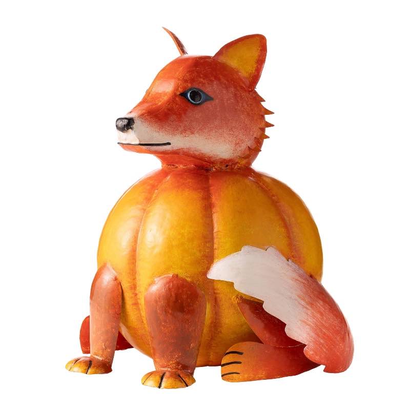 Handcrafted Fox Pumpkin Statue