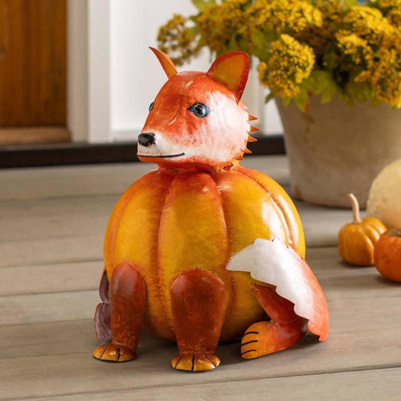 Handcrafted Fox Pumpkin Statue