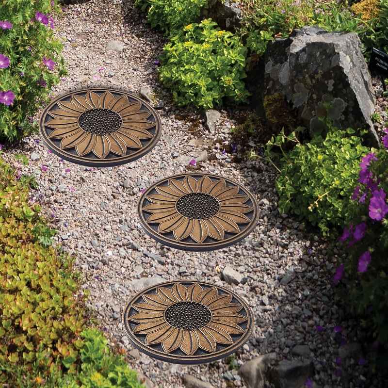 Sunflower Rubber Stepping Stones, Set of 3