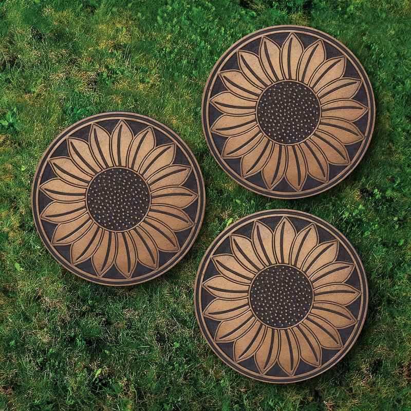 Sunflower Rubber Stepping Stones, Set of 3