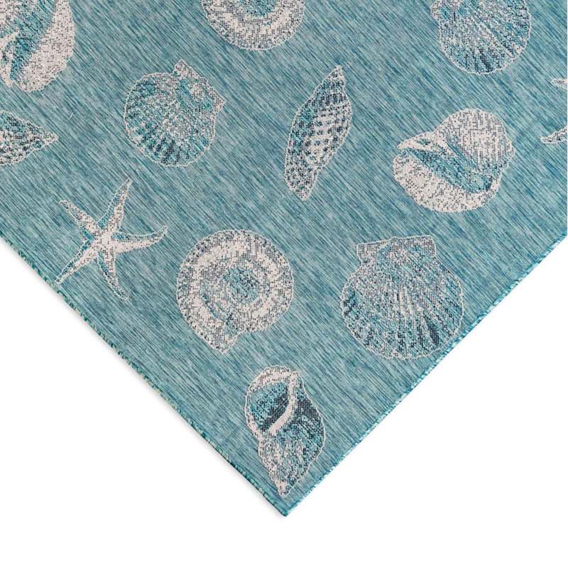 Small Aqua Shells Rug  3'W x 5'L