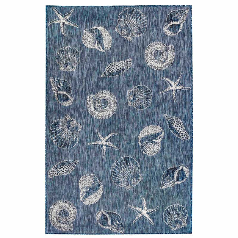 Small Navy Shells Rug  3'W x 5'L