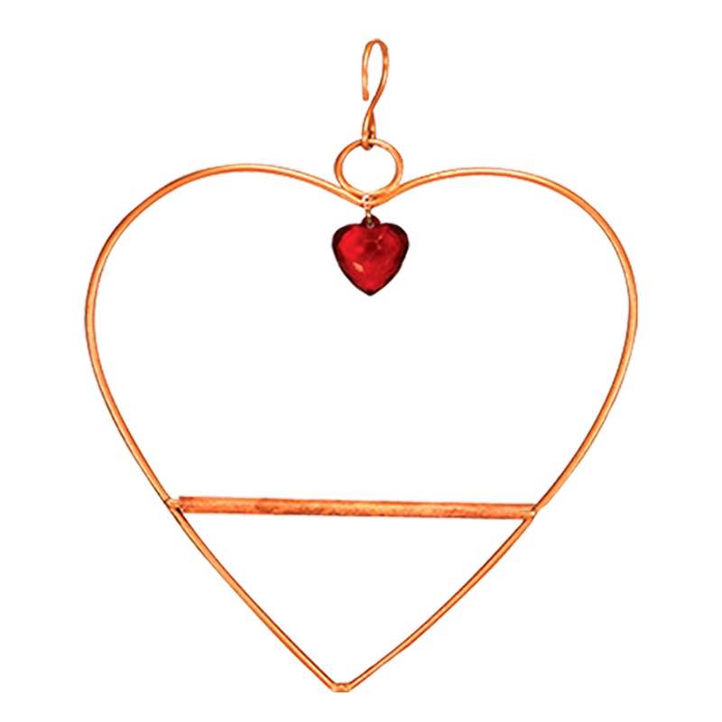 Metal Heart Hummingbird Perch Swing - Copper