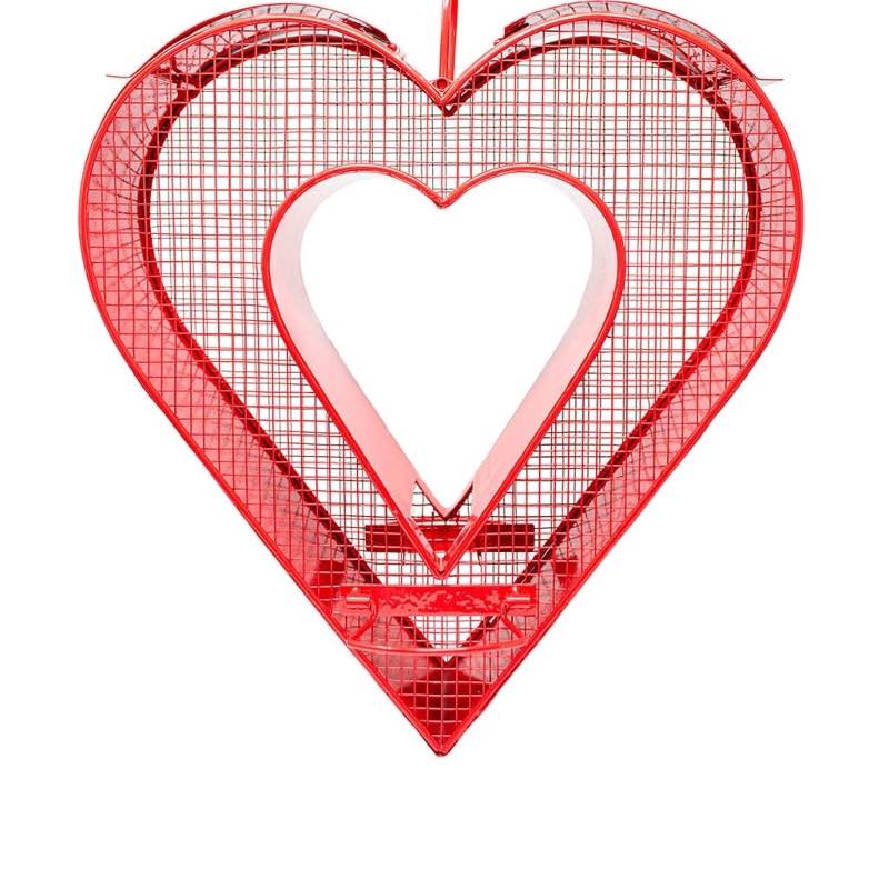 Red Heart Metal and Mesh Fly-Through Feeder