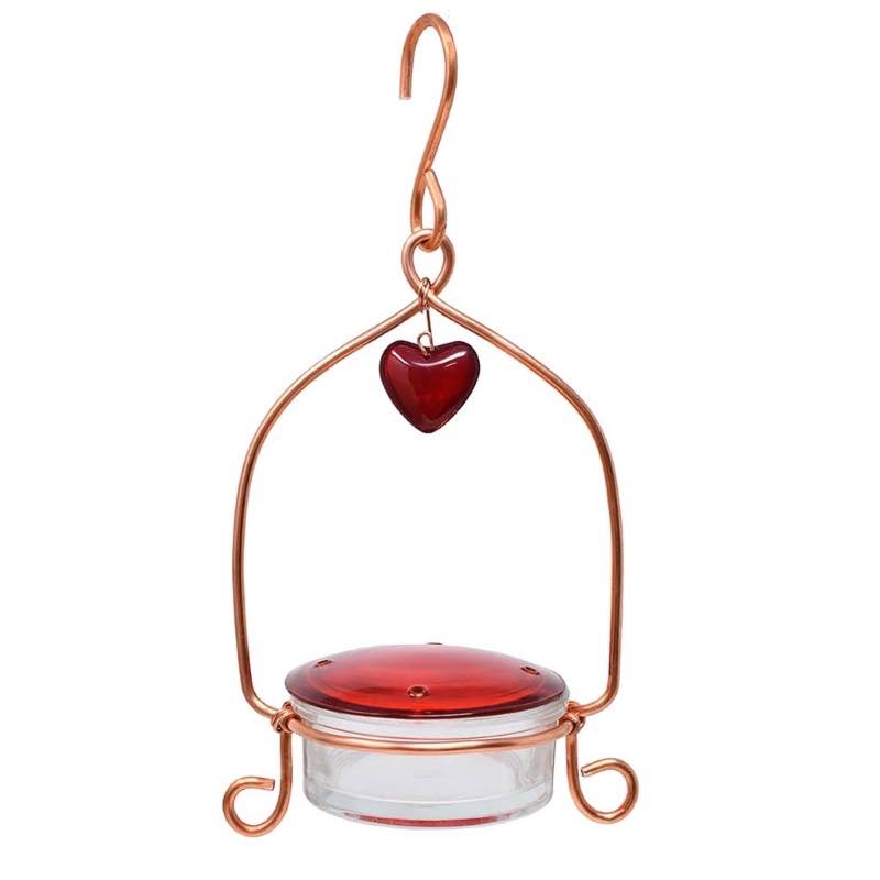 Metal Heart Hummingbird Lantern Feeder