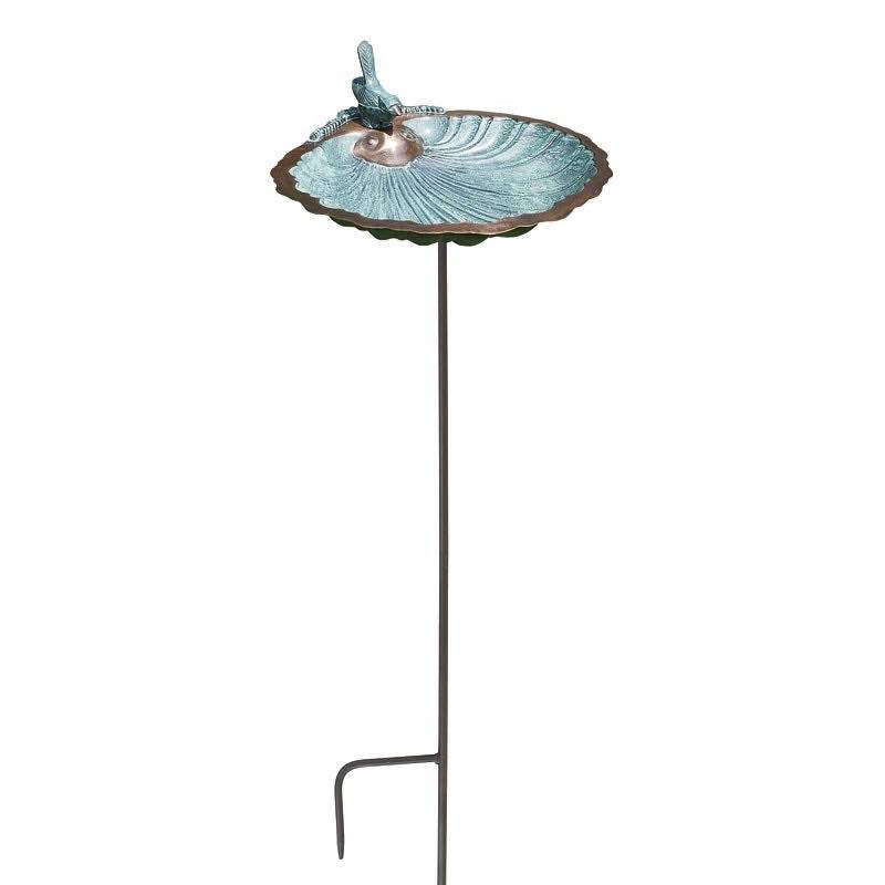 Scalloped Shell Brass Birdbath