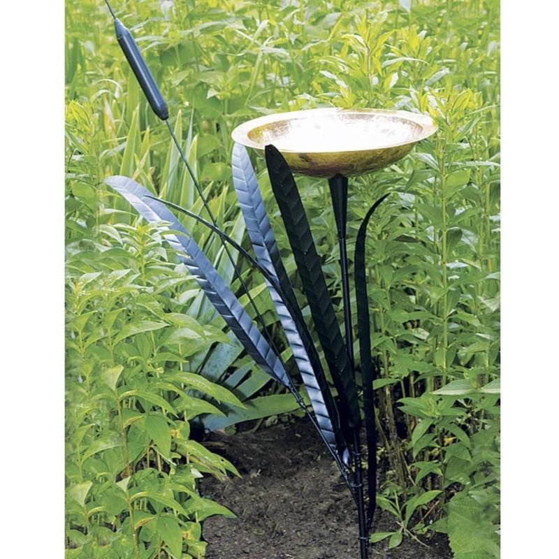 Iron Cattail Birdbath