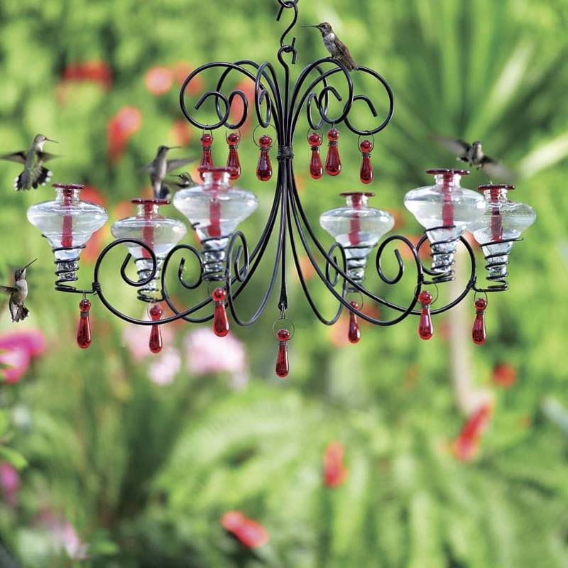 Glass Hummingbird Feeder, Mini Blossom Grand Chandelier