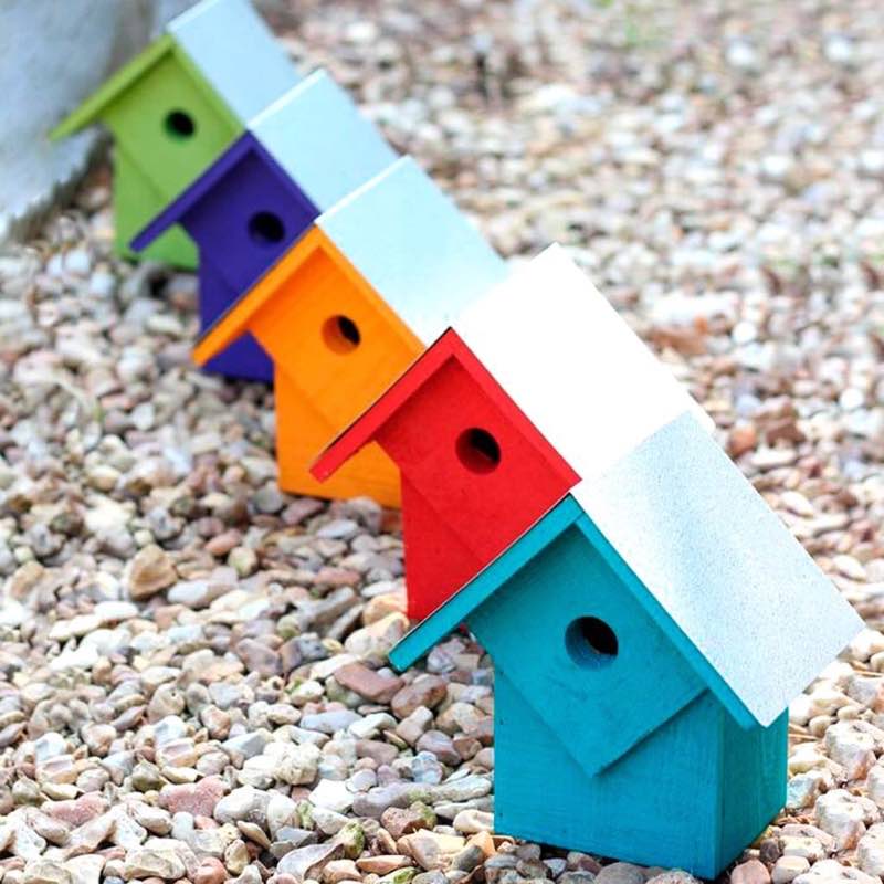 Summer Home Birdhouses, Set of 5 - Neon Brights