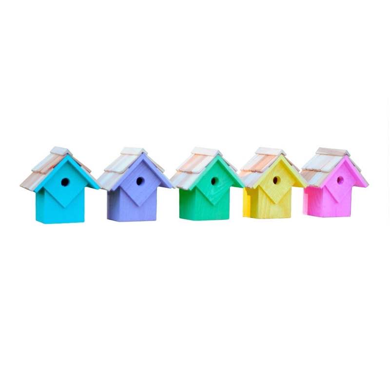 Summer Home Birdhouses, Set of 5 - Pastels