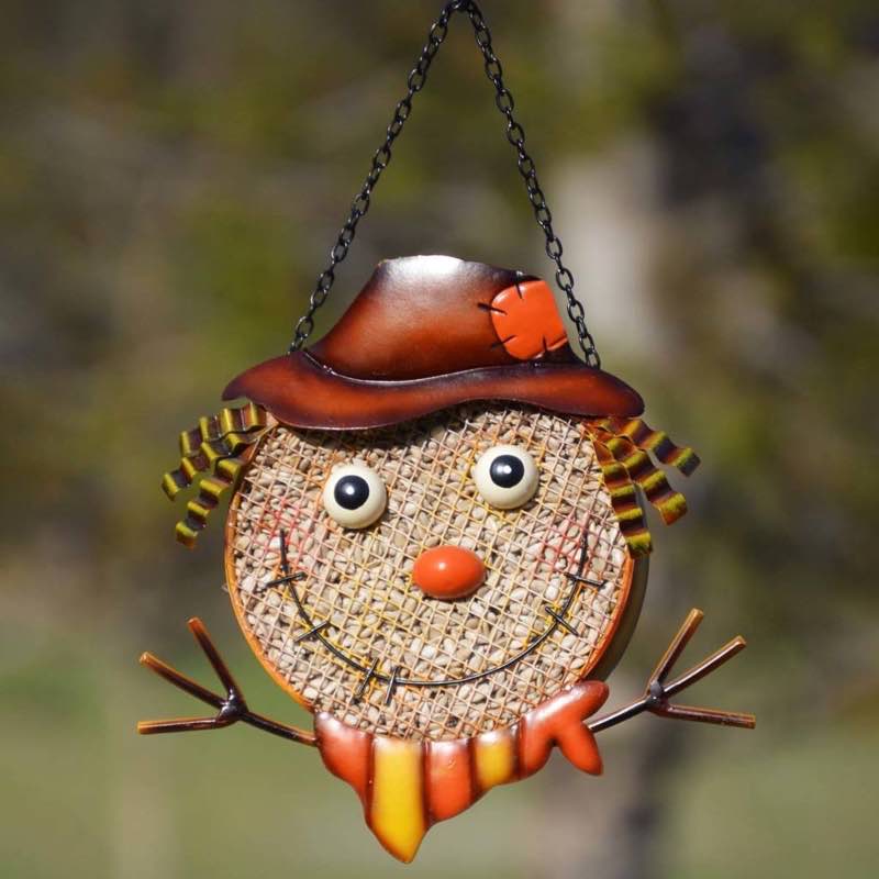 Colorful Hanging Metal Mesh Scarecrow Face Bird Feeder