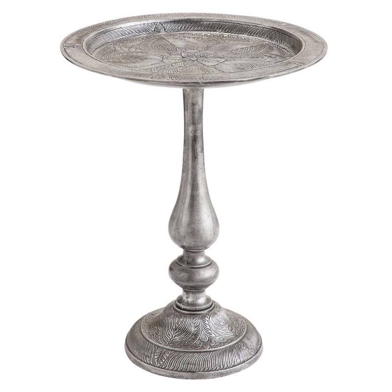 Elegant Aluminum Birdbath with Etched Floral Design