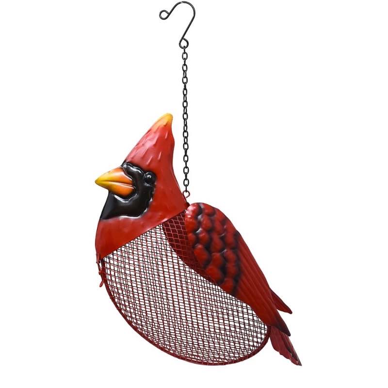 Whimsical Hanging Mesh Cardinal Bird Feeder