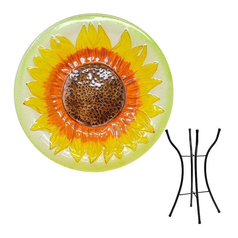 Happy Sunflower Birdbath with Stand