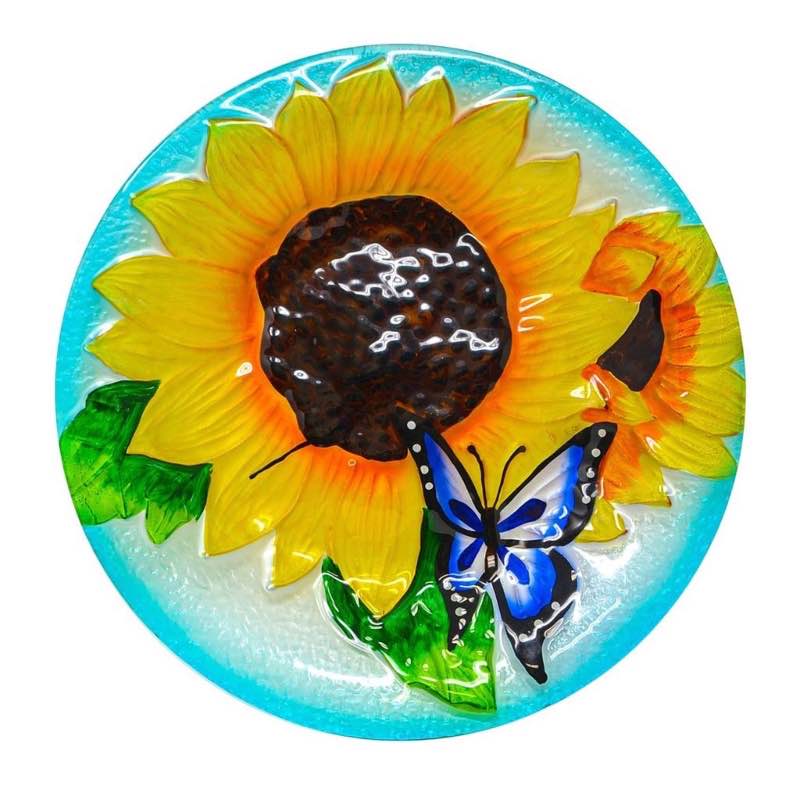 Sunflowers and Butterfly Birdbath