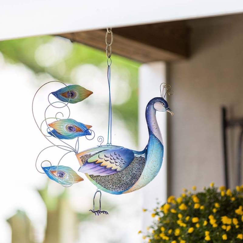 Peacock Capiz Bird Feeder