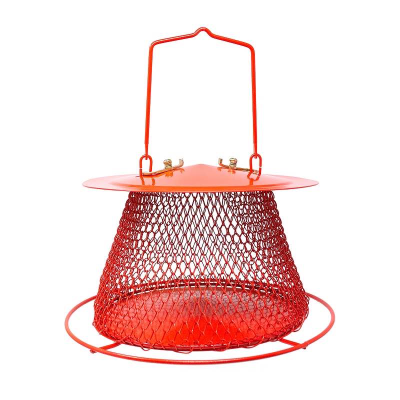 Metal Cage Bird Feeder - Red