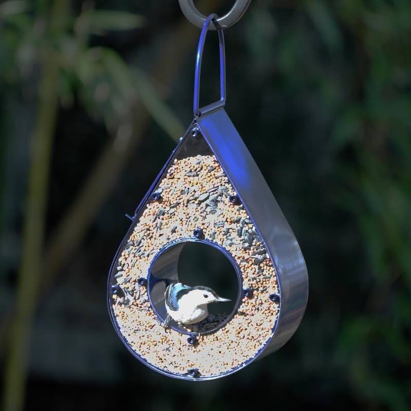 Blue Raindrop Fly-Through Bird Feeder