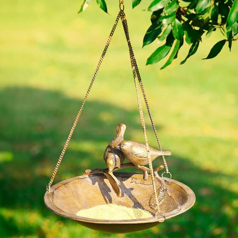 Decorative Hand- Cast Hanging Birdbath