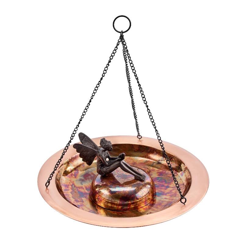 Hanging Copper Birdbath/Feeder with Fairy