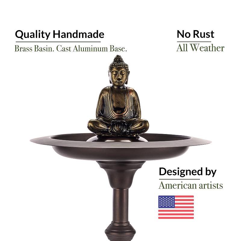 Bronze Buddha Cast Aluminum Birdbath