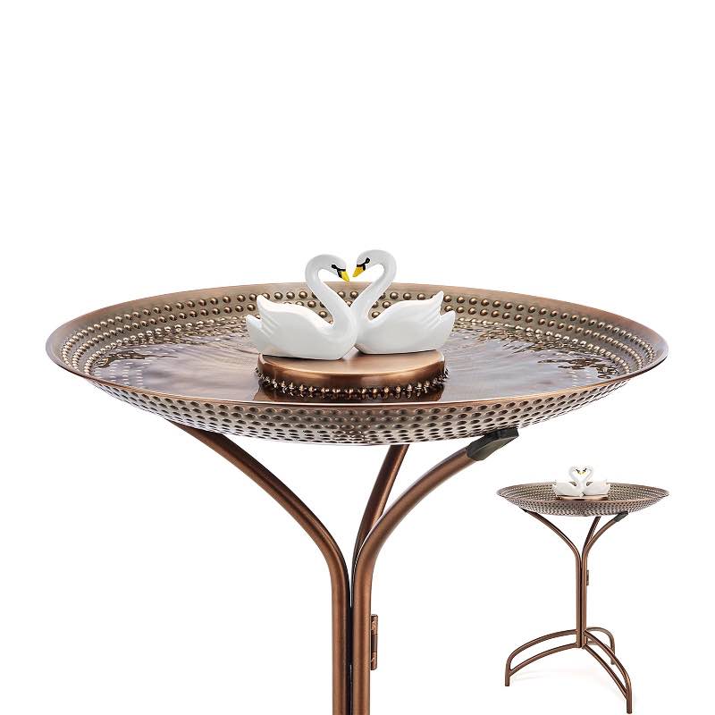 Love Swans Copper Birdbath