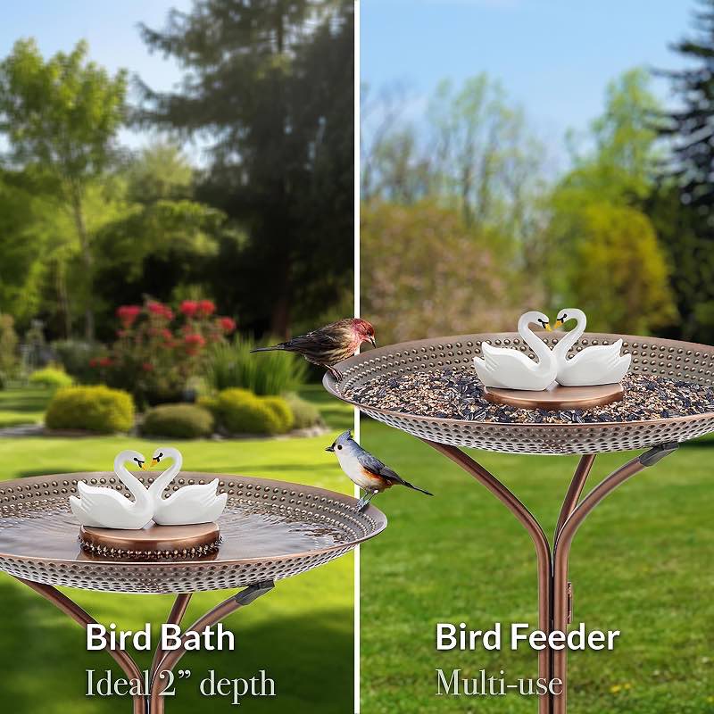 Love Swans Copper Birdbath