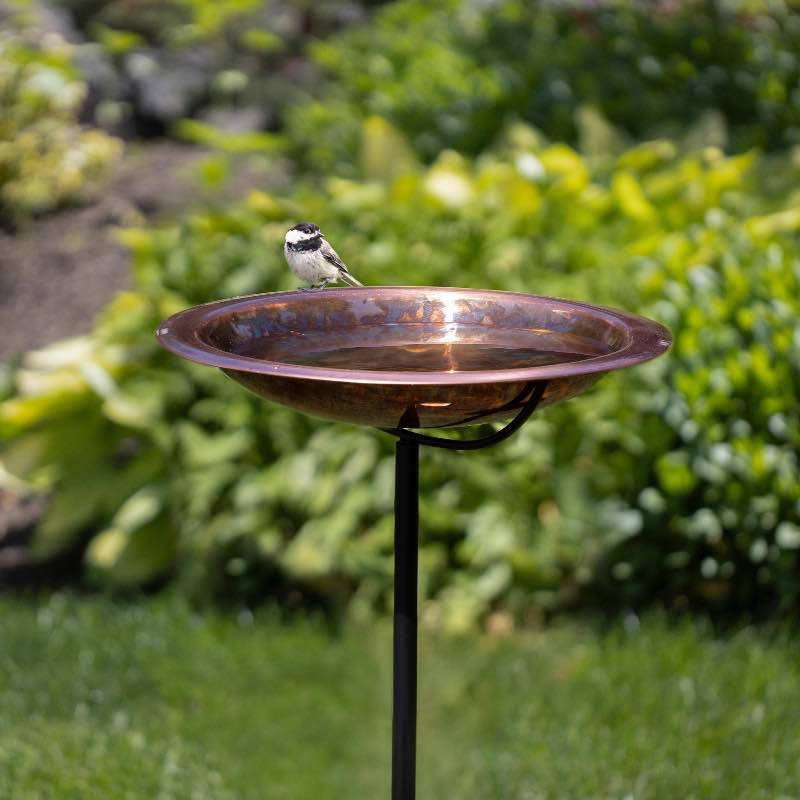 Handcrafted Copper Birdbath with Garden Pole