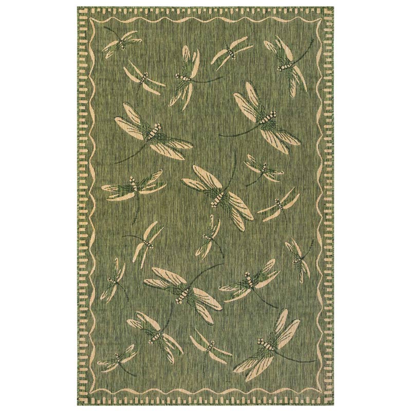 Green Dragonfly Rug  5' W x 8' L