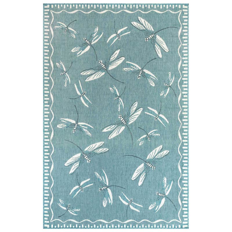 Aqua Dragonfly Rug  3'W x 5'L