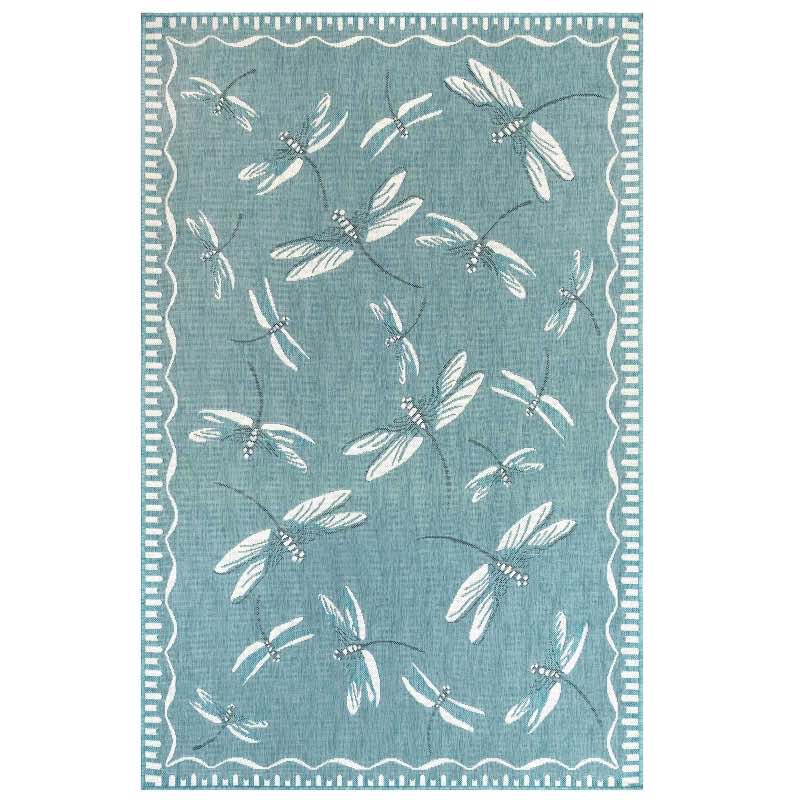 Aqua Dragonfly Rug  5'W x 8'L