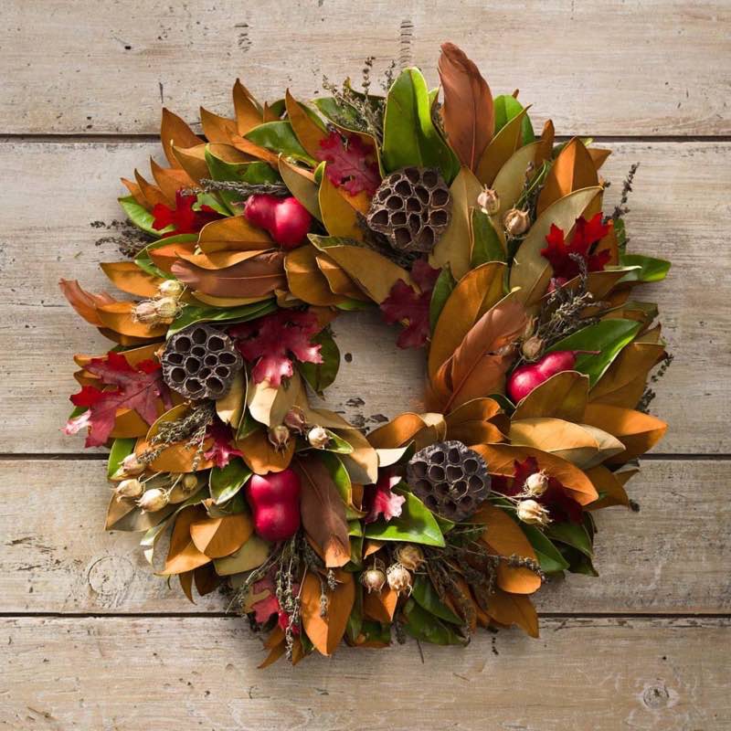 Fall Leaves and Feathers Holiday Wreath