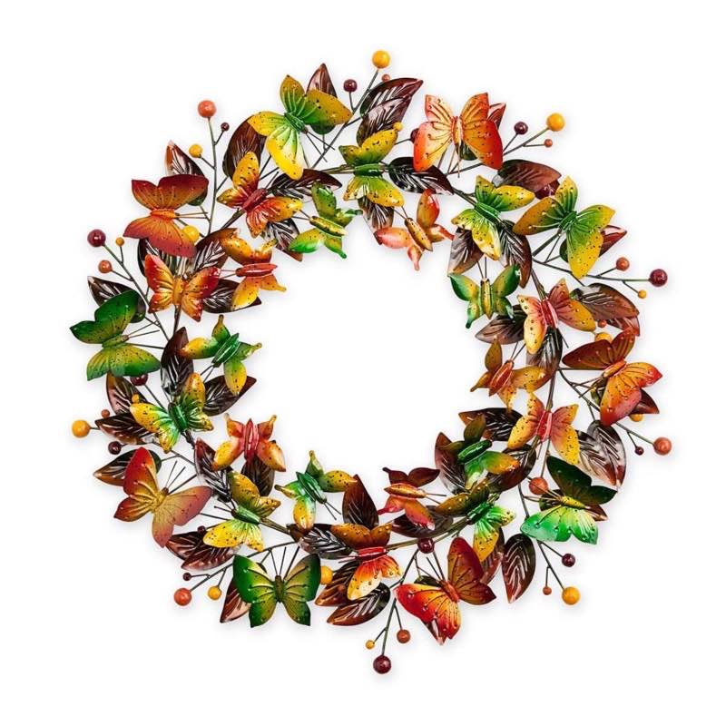 Handcrafted Autumn Metal Butterfly Wreath